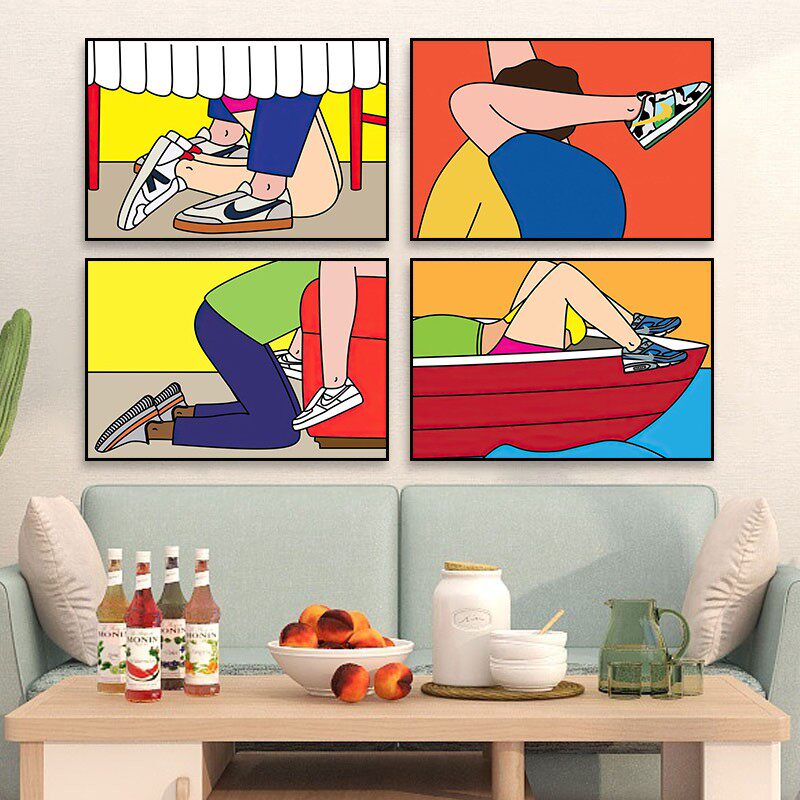 波普风潮流鞋子装饰画情侣酒店恶搞情趣挂画客厅卧室小众艺术壁画