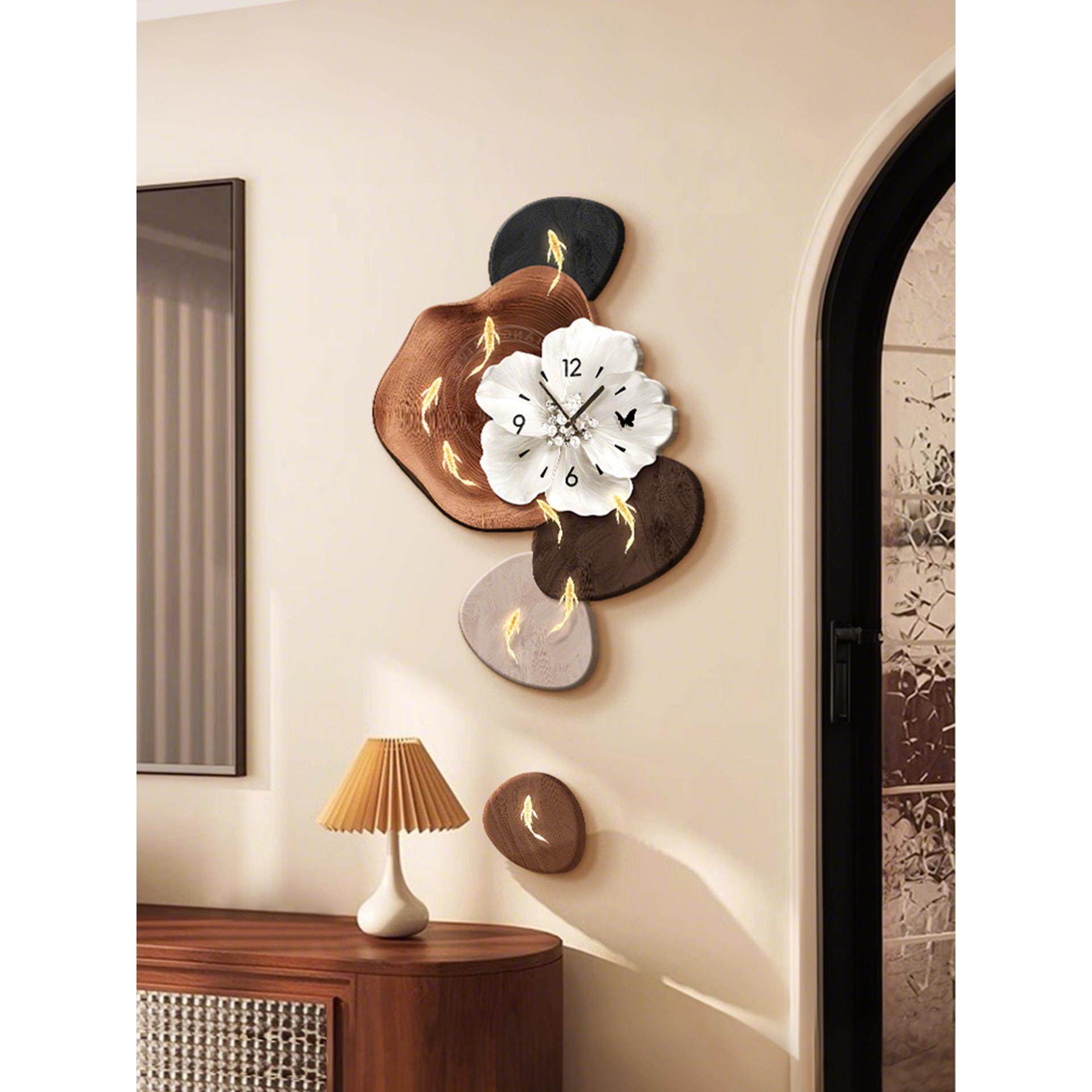 法式中古风电视背景装饰画客厅挂钟入户玄关九鱼钟表时钟挂墙挂画,家居饰品,现代装饰画,淘宝优惠券,粉丝福利购,淘宝优惠卷