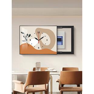 电表箱装饰画轻奢高级感遮挡挂画配电箱电闸箱带钟表莫兰迪壁画