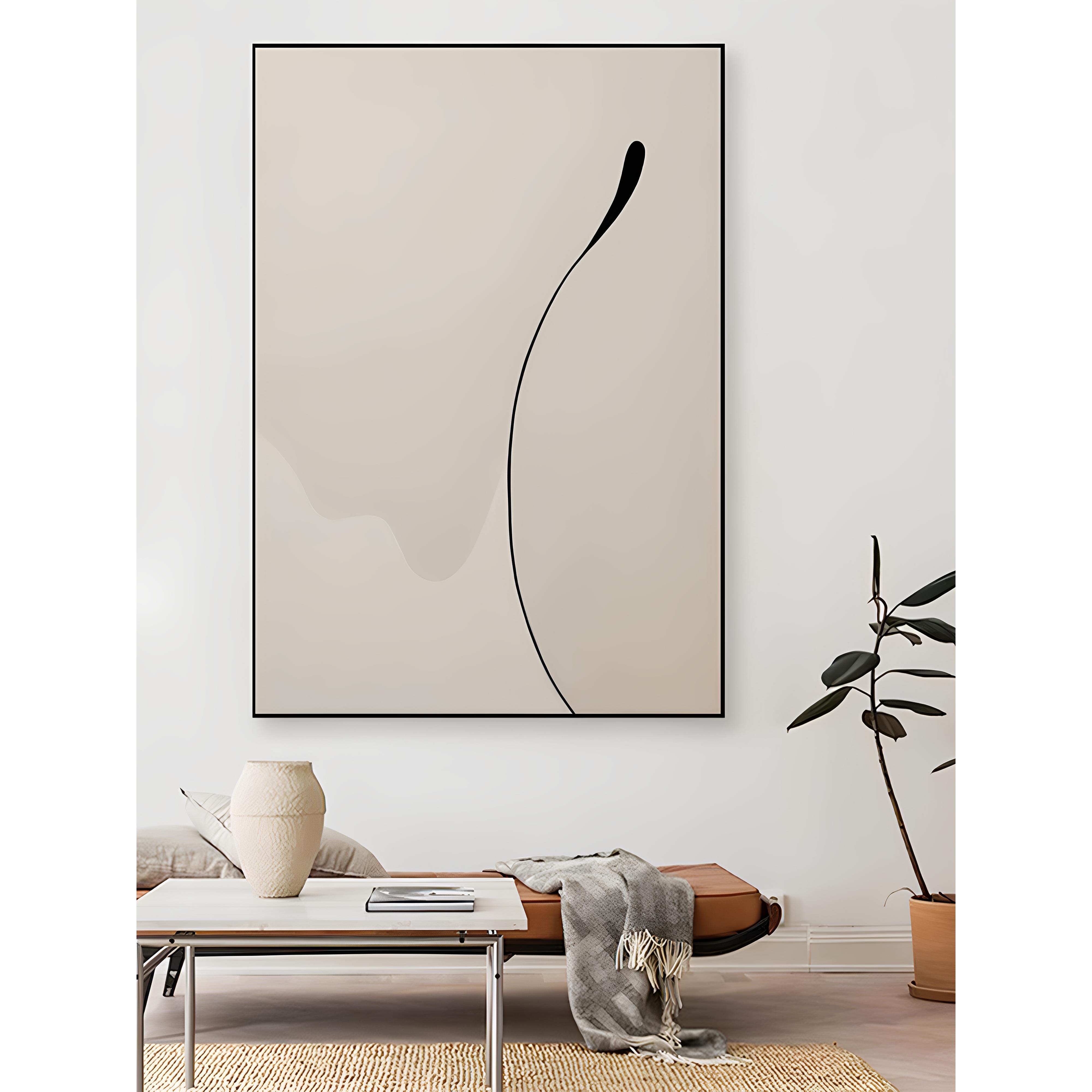 斯堪的纳维亚Normcore线条莫兰迪抽象住宅样板房设计师客厅沙发背