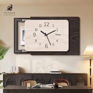 电表箱装饰画带钟表2025新款开关配电盒挂画遮挡轻奢高级感壁黑白