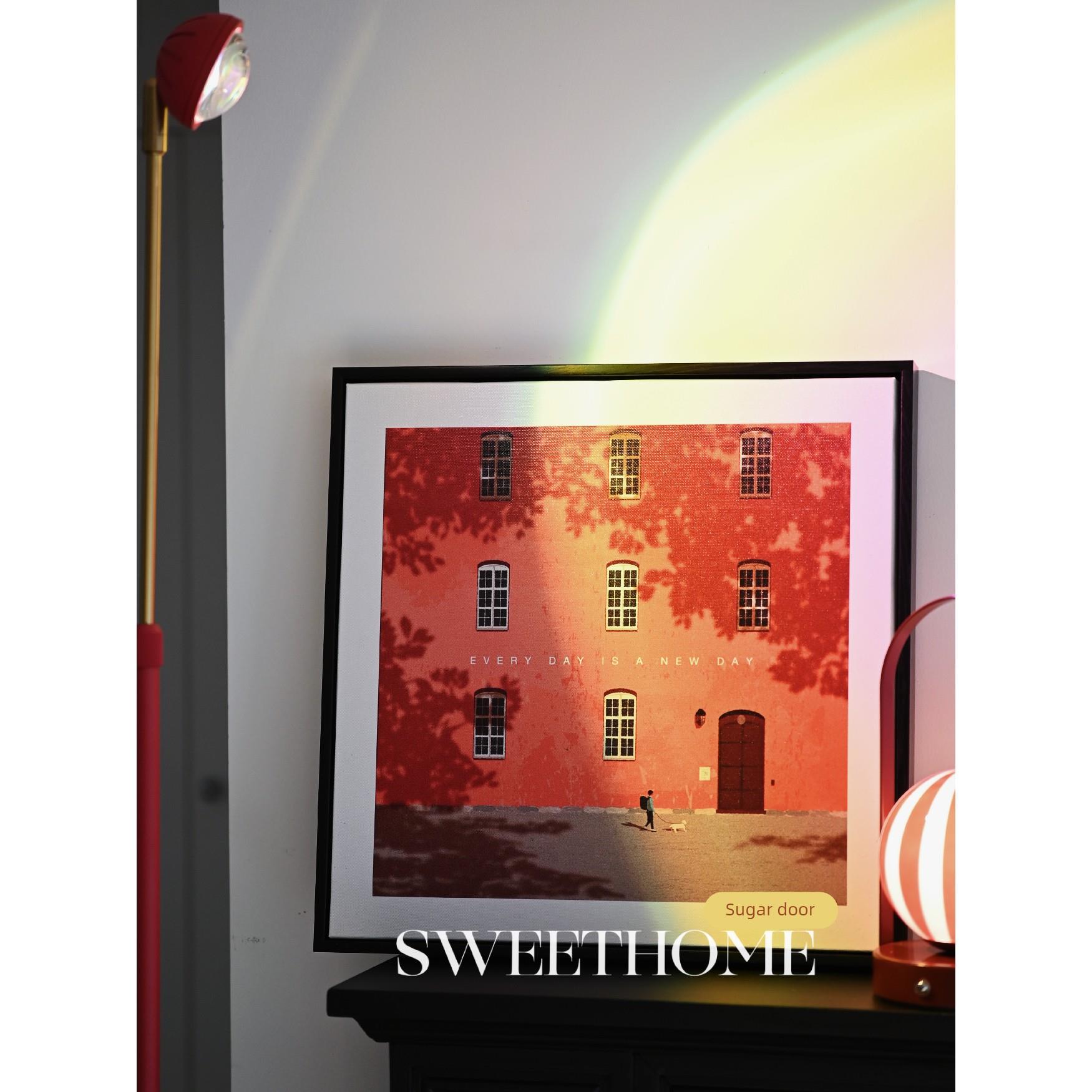 SweetHome*极简艺术红色建筑小众装饰氛围包豪斯客厅卧室壁挂画