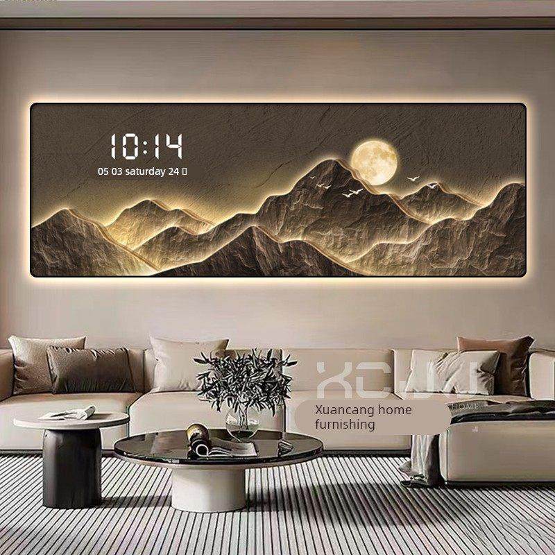 背有靠山客厅装饰画钟表静音万年历带灯电子钟时钟沙发背景墙挂画,家居饰品,现代装饰画,淘宝优惠券,粉丝福利购,淘宝优惠卷