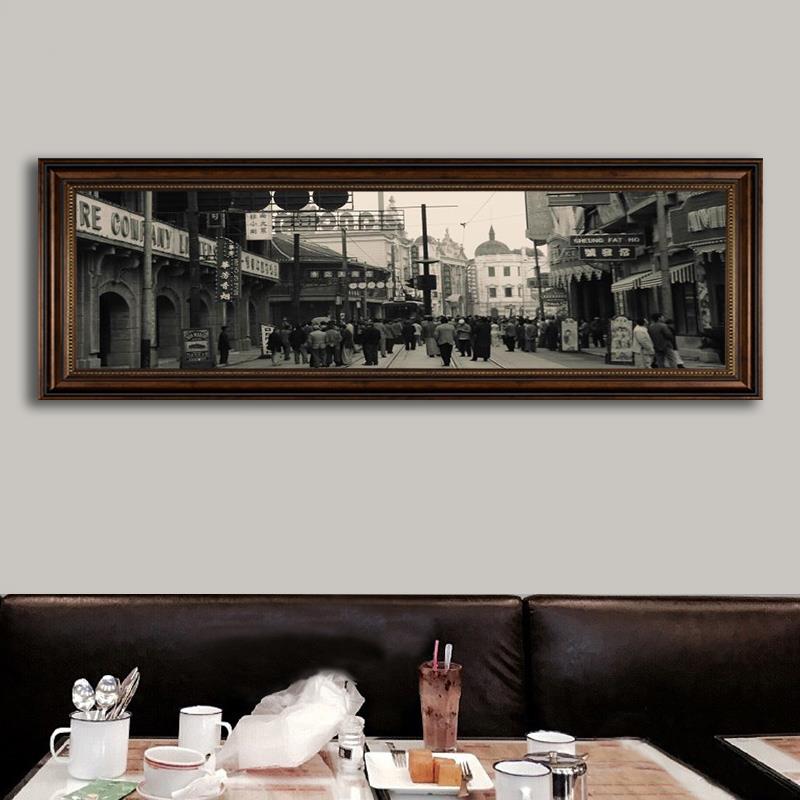 老上海装饰画民国风咖啡馆餐馆饭店挂画复古怀旧建筑风景餐厅壁画