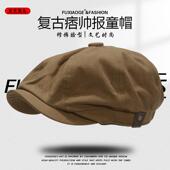 英伦复古报童帽男文艺青年短帽檐贝雷前进帽大头围美式 画家帽女潮
