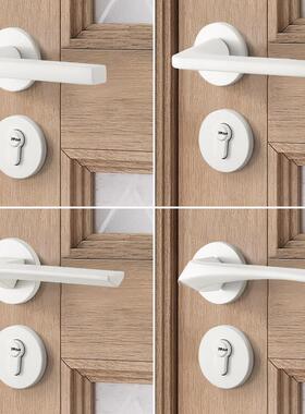 白色门锁室内卧室房门锁具家用简约磁吸静音两件式门把手房间木门