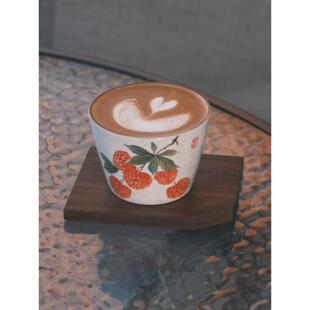 春辰手绘荔枝猪口杯景德镇手工陶瓷咖啡杯拿铁拉花创意男女生礼物