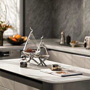 样板间厨房餐桌餐边柜中岛台烛台餐盘蛋糕盘软装饰品现代轻奢摆件