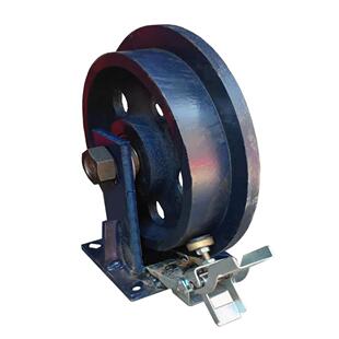 45681012英寸铸铁单面轮重型轨道轮钢轨轮铁轨轮t形轮缆车滑轮