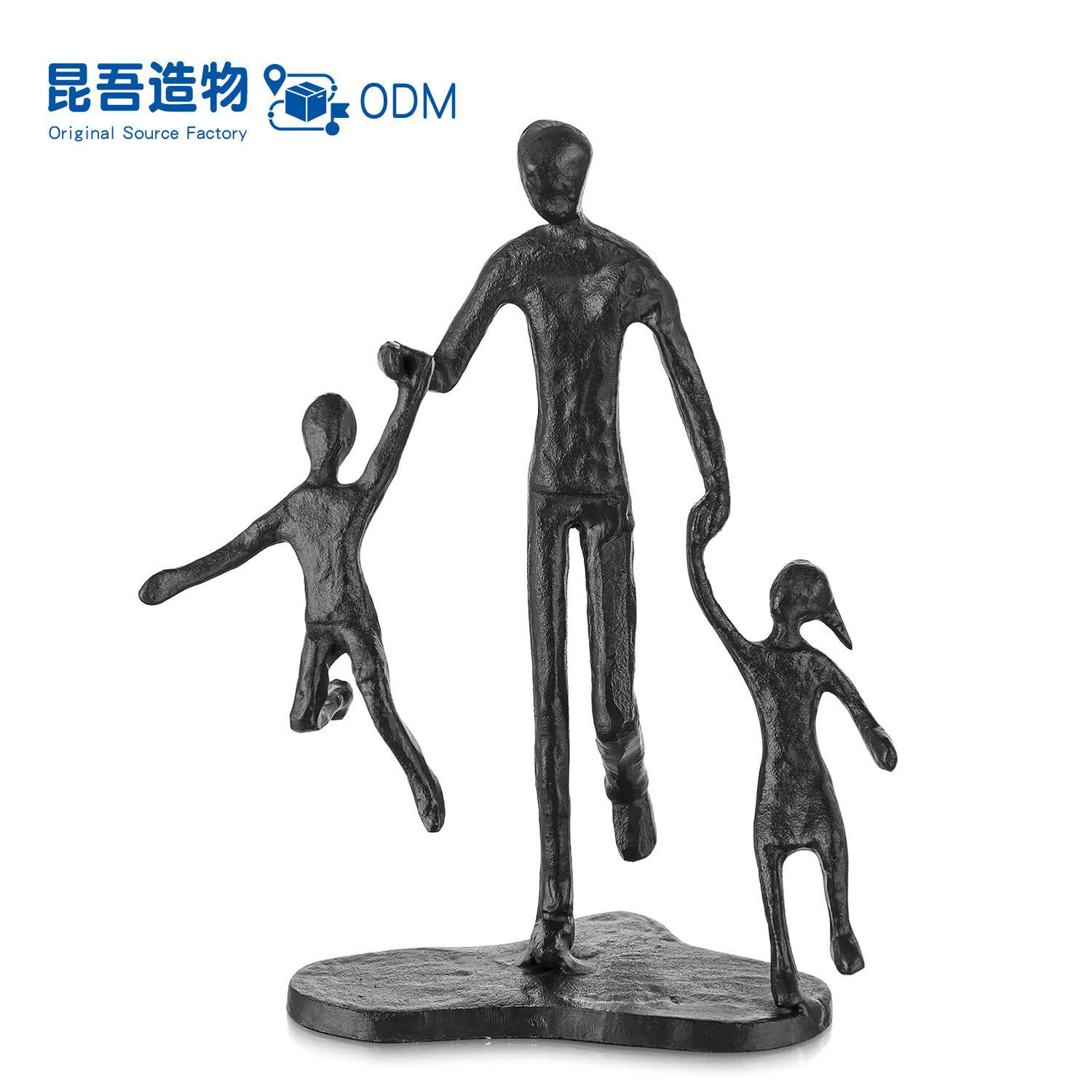源头工厂铸铁家庭亲子雕像父女父子人物摆件桌面装饰父亲节礼物