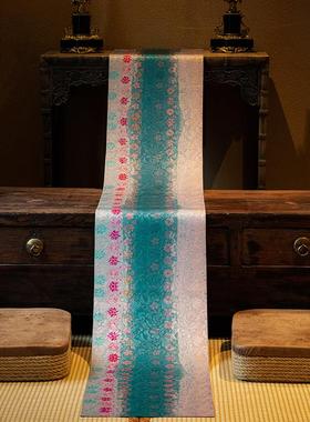 【艺术家联名】爱奇葩柔蓝唐韵禅意防水茶席桌布双面桌旗茶垫