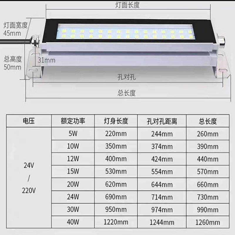 机床灯工作灯led 金属防水防爆360旋转LED三防灯 数控车24V照明灯