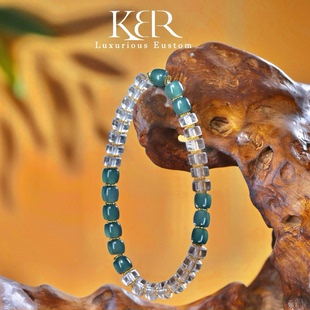 高定天然A货高冰翡翠白水晶手串KBR0608008 新款 新年珠宝节