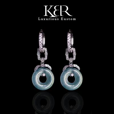 【新年珠宝节】高定天然A货翡翠平安扣甜甜圈耳饰KBR51115001