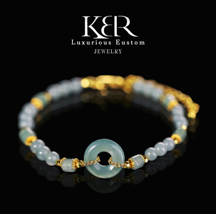 【新年珠宝节】原创设计冰种天然翡翠平安扣手链手串KBR0410009