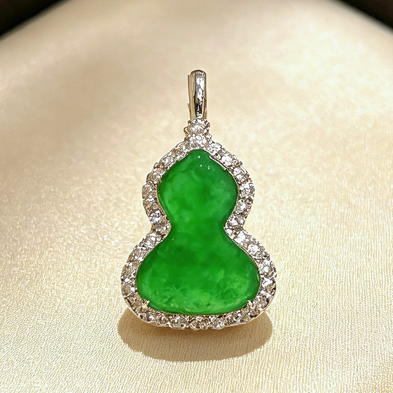 【Tia姐妹团专享】天然A货翡翠冰种满绿葫芦吊坠KBR60330001