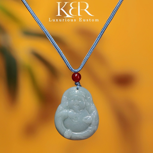 【新年珠宝节】天然A货翡翠财神佛公吊坠简约百搭KBR50512001