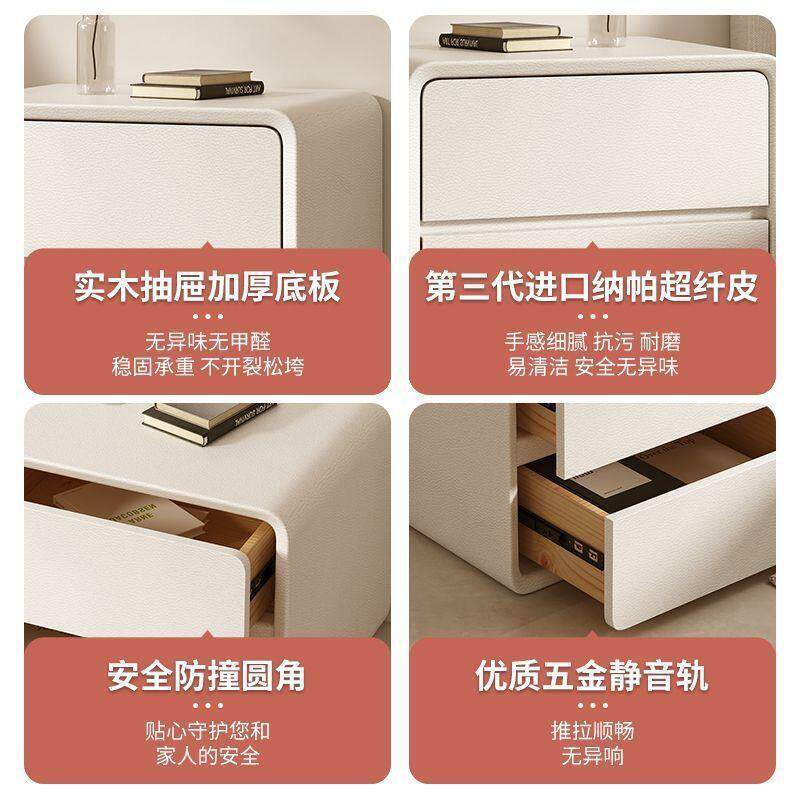 Solid Wood Nightstand: Cream Style Minimalist Design - Taobao product photo 4