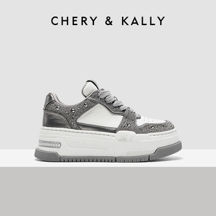 官网CHERYKALLY休闲板鞋女款2026新款时尚真皮厚底女鞋潮酷ck增高