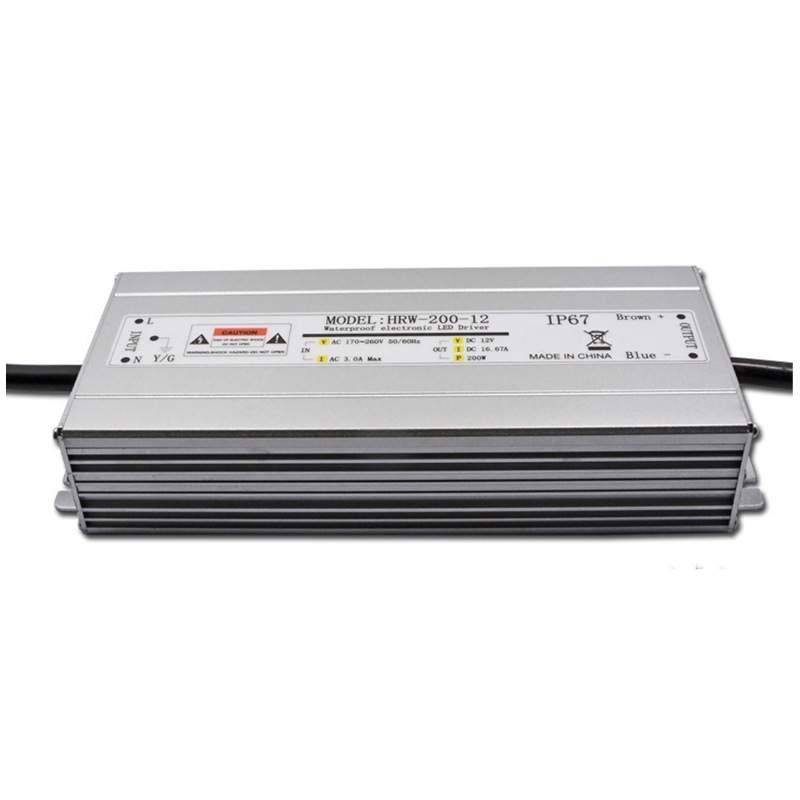 直销24v200w防水电源IP67铝壳防水灯条灯带灯箱恒压开关电源