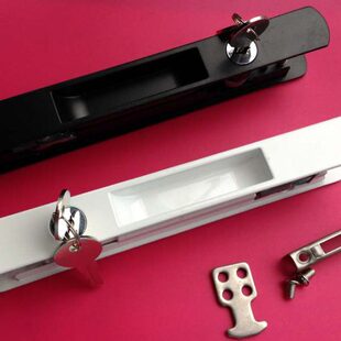 铝合金推拉门窗钩锁带钥匙碰锁推拉门长条锁移门锁