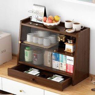 整理架展示柜茶具家用厨房餐桌收纳储物柜桌面收纳盒置物架水杯子