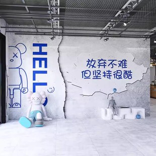简约浅灰色水泥纹墙纸工s业风咖啡奶茶店打卡拍照背景墙烘焙店壁
