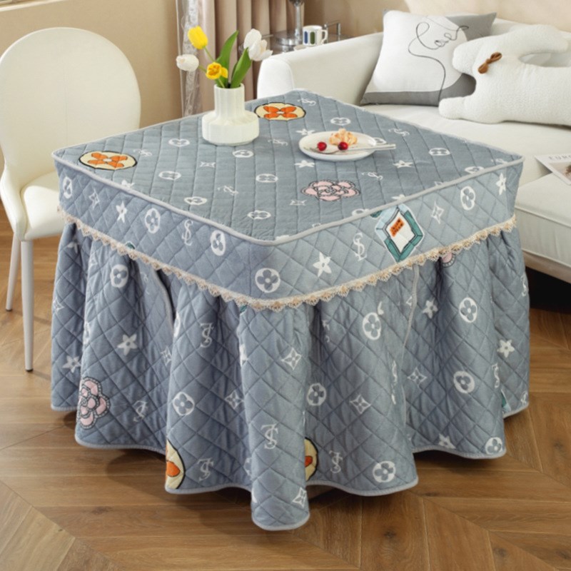 烤火桌罩套正方形加绒加厚电暖炉罩冬季烤火被麻将机罩取暖桌布