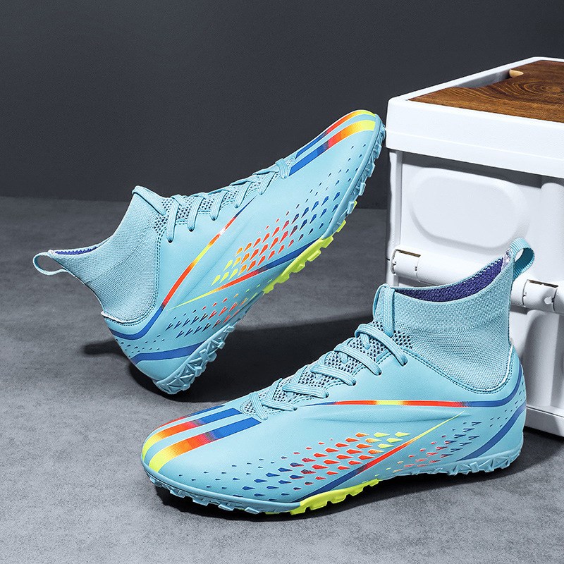 高帮足球鞋长钉AG青少年学生球鞋TF碎钉专业草地训练鞋轻便鞋