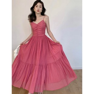 2024夏季 浪漫連衣E裙女復古絕美多巴胺小個子仙女 弗洛樹莓 簽兒