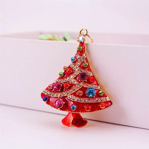 可爱水钻圣诞树松树植物汽车钥匙扣女包配饰钥匙链挂件礼品1298