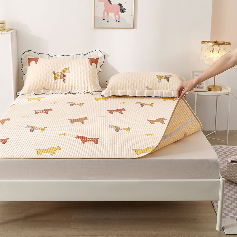 定制全棉床盖薄款床垫家用软垫防滑榻榻米垫子纯棉绗缝床单三件套