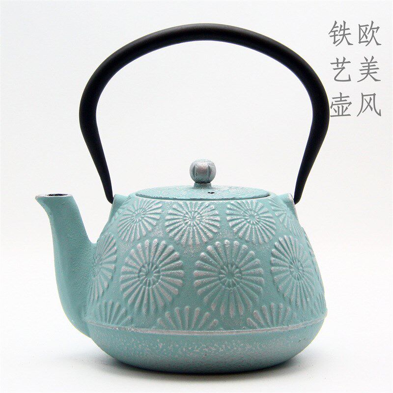 外贸铸铁壶茶壶北欧风美式带滤网咖啡餐饮烧水煮茶泡茶铁茶壶茶具