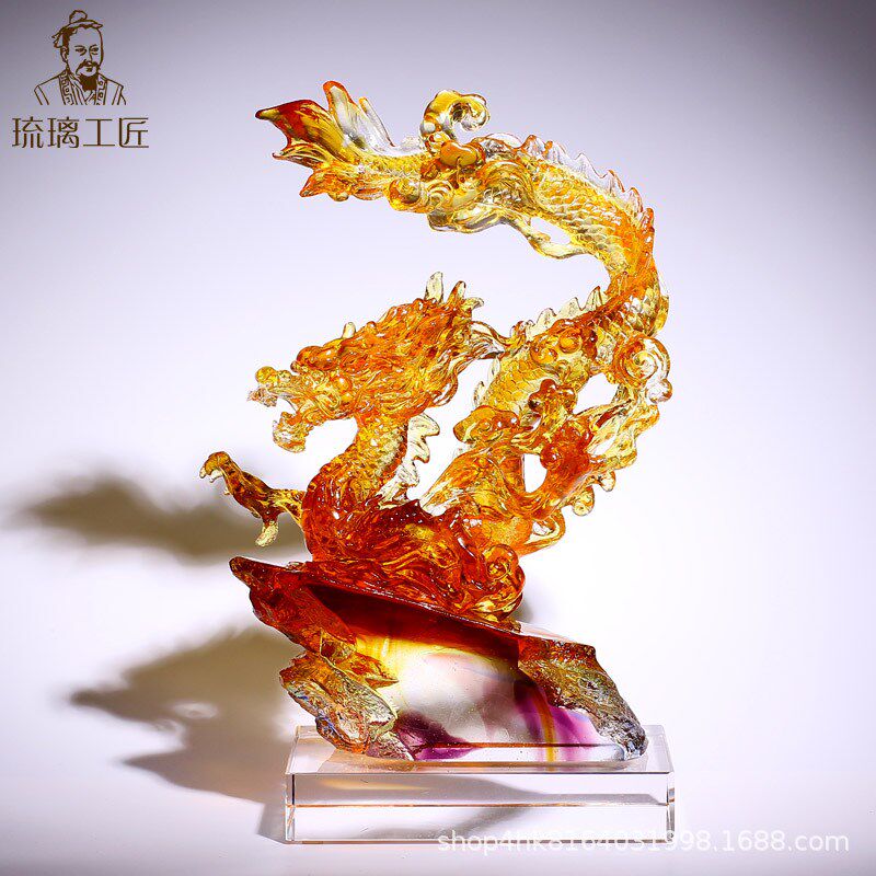 龙腾盛世摆件招财琉璃生肖神龙形酒柜装饰工艺品开业乔迁礼物高档