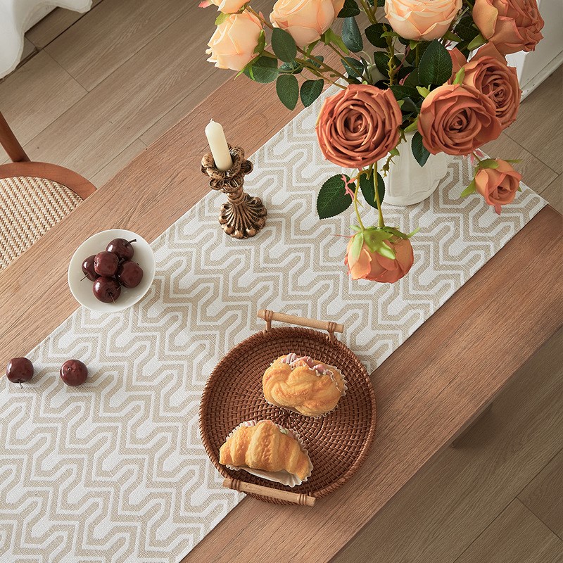 新中式提花色织几何图形餐桌桌旗 茶几鞋柜电视柜防尘搭巾盖布批