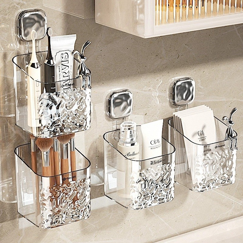 卫生间梳子置物架免打孔浴室挂篮壁挂厕所洗漱台剃须刀牙刷收纳筒