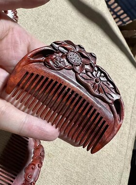 紫檀木雕花雕刻小梳子细作木质按摩头皮雕花木梳