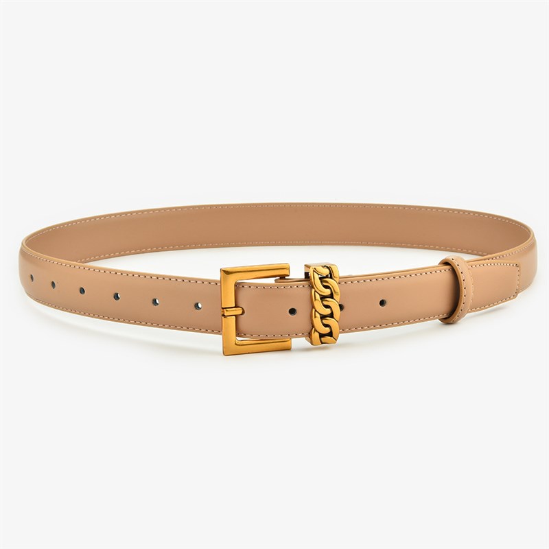 复古港风真皮腰带女合金麻花扣女士皮带搭配西装牛仔裤休闲皮带女