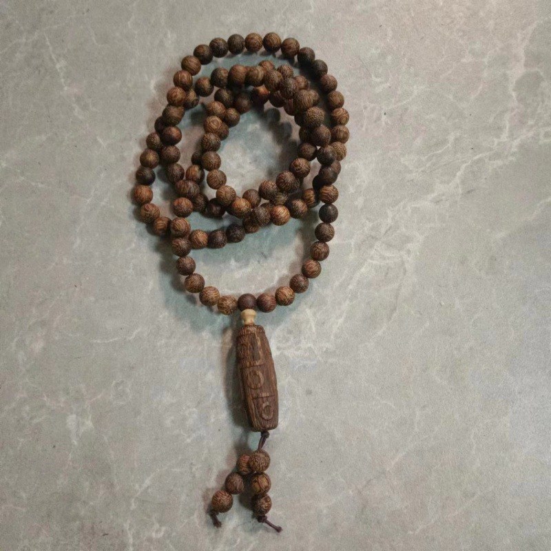 厂家直供08*108颗沉香手串配天珠挂饰木质珠串珠手持手链念珠