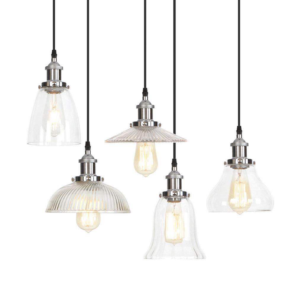 美式乡村 复古现代简约个性 铬色银色 透明玻璃灯罩 吧台餐厅吊灯