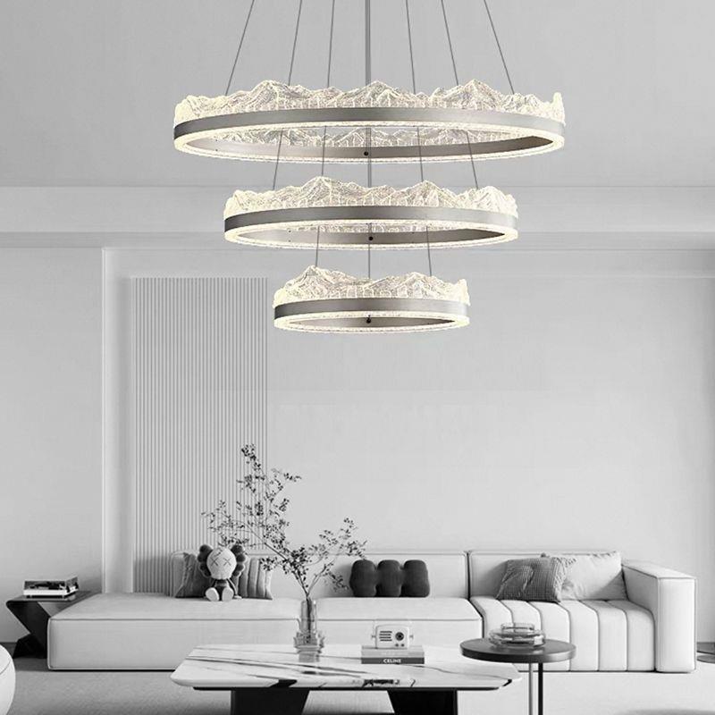 新中式护眼简意意式极简客厅吊灯2025新款高级感冰山别墅大厅主灯