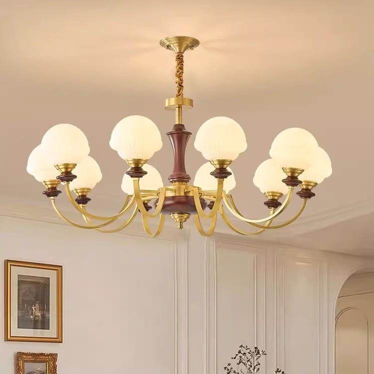法式中古风客厅吊灯魔豆灯高级感复古卧室灯全铜胡桃木色餐厅灯具,3C数码配件,USB灯,淘宝优惠券,粉丝福利购,淘宝优惠卷