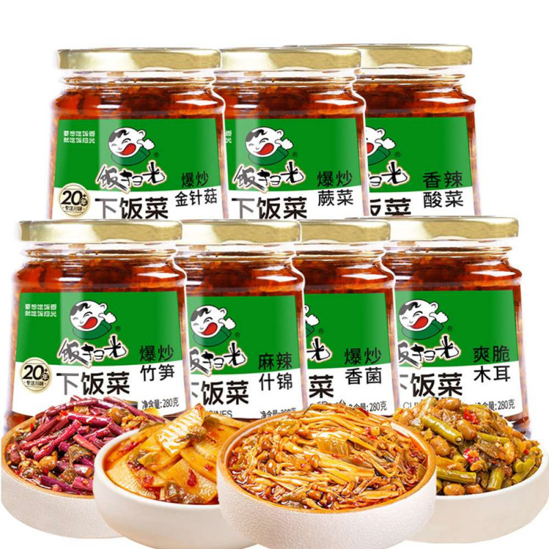 饭扫光280克下饭菜野竹笋香菌蕨菜木耳金针菇拌饭香辣泡咸胃榨菜