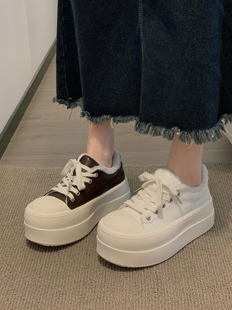 丑萌大头面包鞋女小个子厚底增高百搭休闲运动鞋韩系松糕小白鞋潮