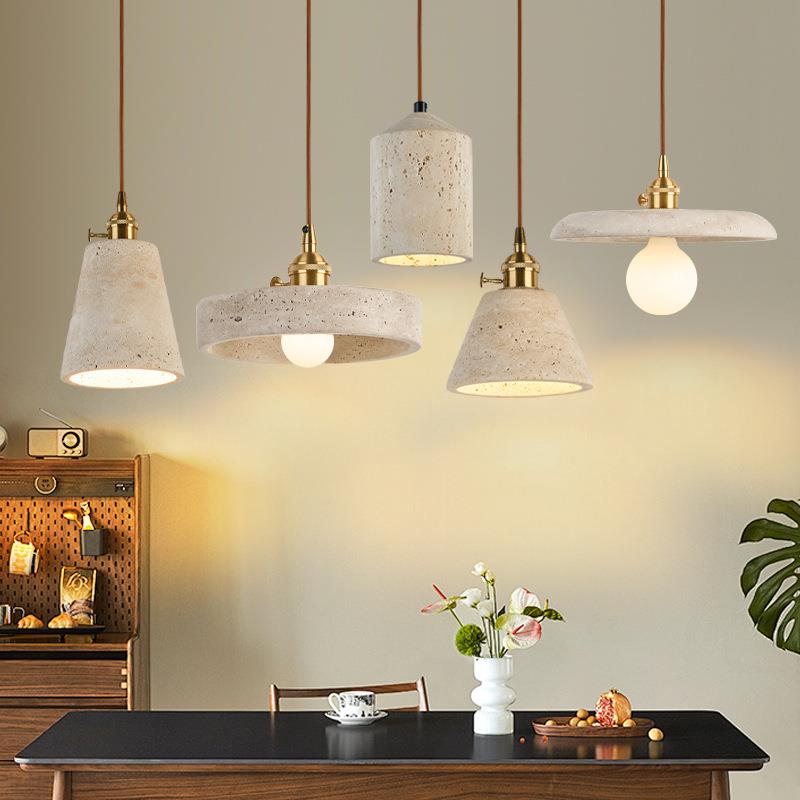天然洞石卧室床头小吊灯餐厅吧台中古民宿复古创意奶油风简约灯具