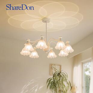 sharedon奢灯 法式吊灯 客厅奶油风中古美式主灯大气卧室轻奢复古