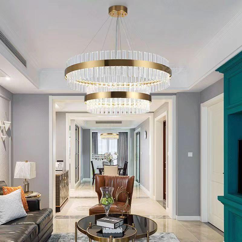 后现代轻奢水晶吊灯客厅灯具大气简约餐厅卧室灯别墅圆形创意灯饰