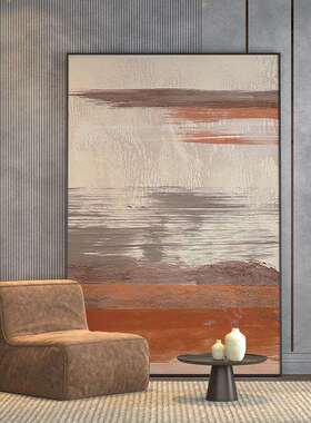 现代轻奢 客厅入户玄关装饰画抽象橙色艺术墙壁极简落地大幅挂画