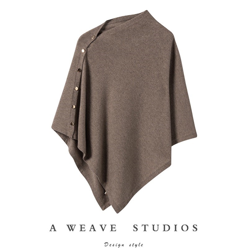 时尚气质100%纯山羊绒披肩围巾两用针织开衫女三角围巾不规则斗篷