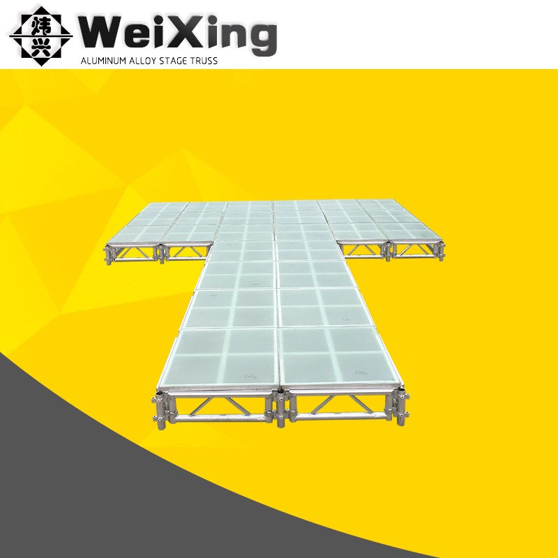 铝合金拼装升降磨砂防水泳池舞台婚庆玻璃舞台走秀发光透明T台